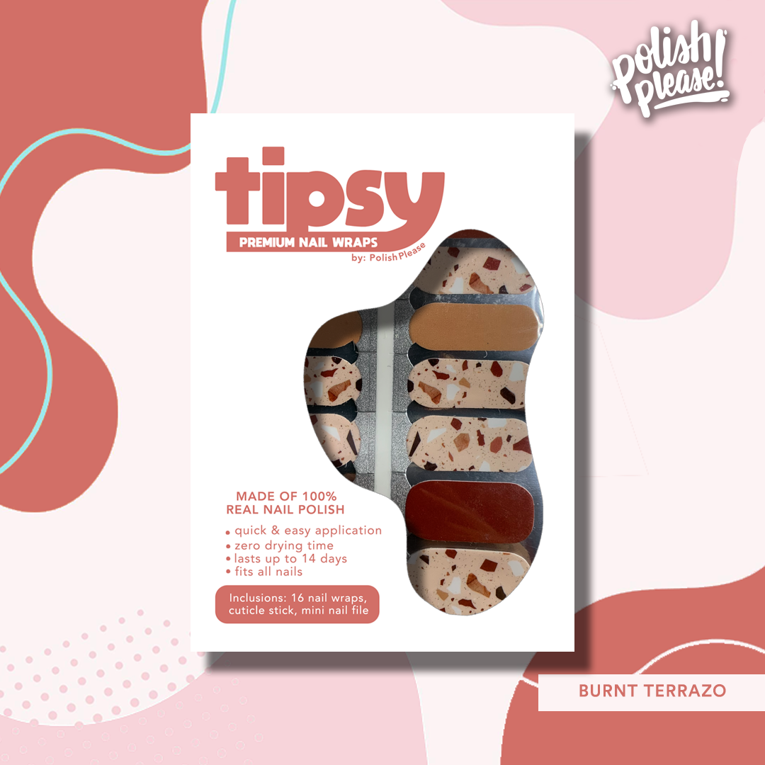 TIPSY NAIL WRAPS by Polish Please - Burnt Terrazo