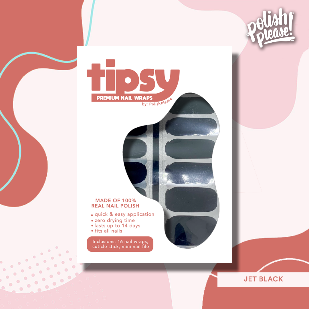 TIPSY NAIL WRAPS by Polish Please - Jet Black