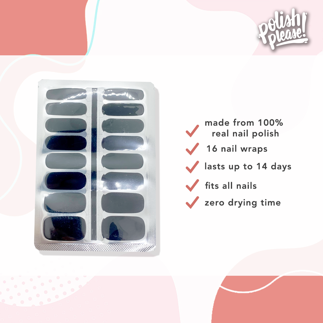 TIPSY NAIL WRAPS by Polish Please - Jet Black