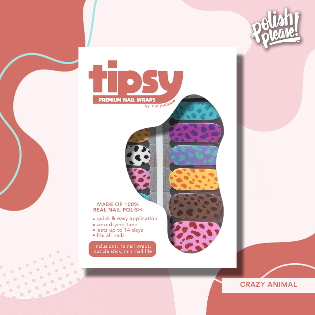 TIPSY NAIL WRAPS by Polish Please - Crazy Animal