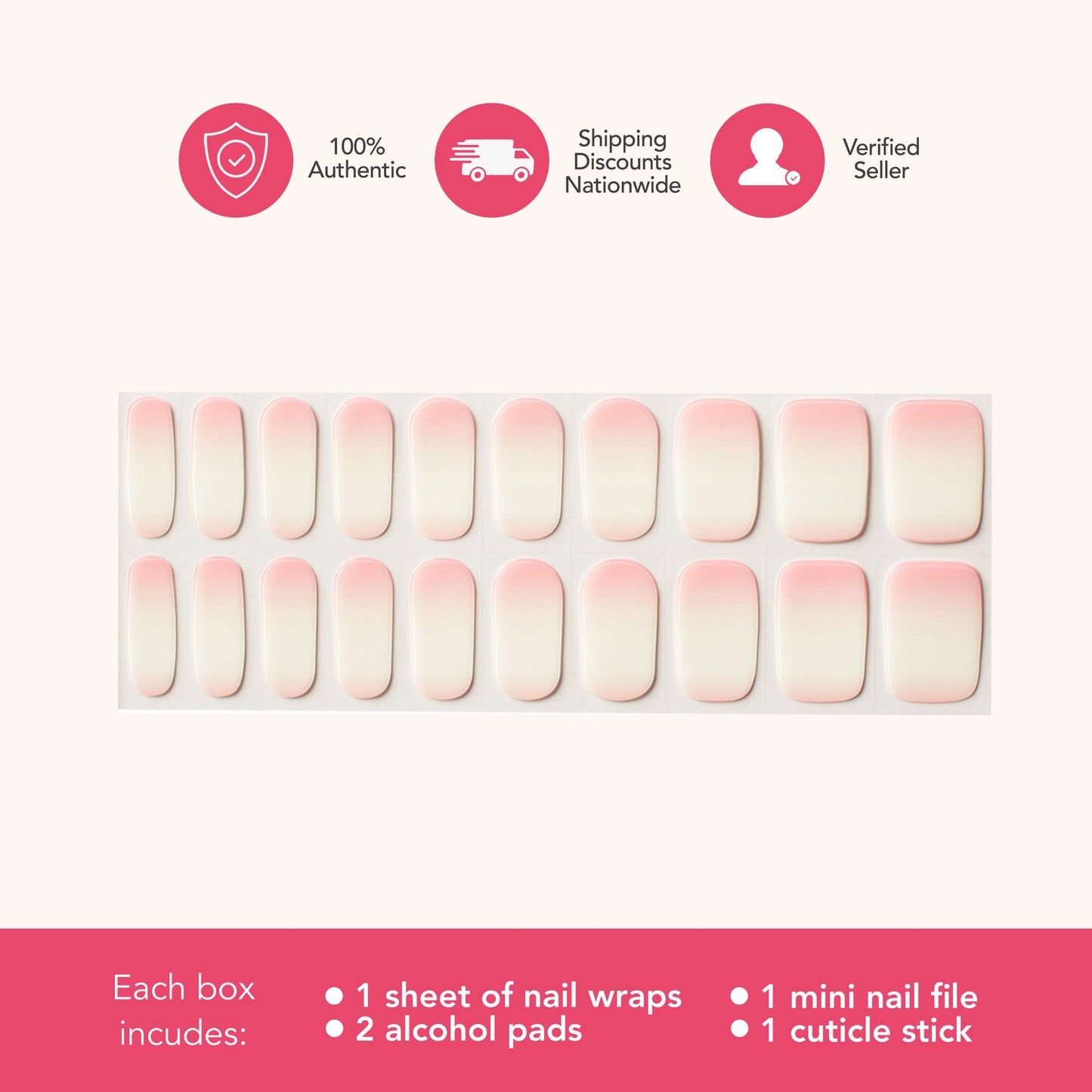 Pink Ombre (Tipsy Gels Semi-Cured Nail Wraps)