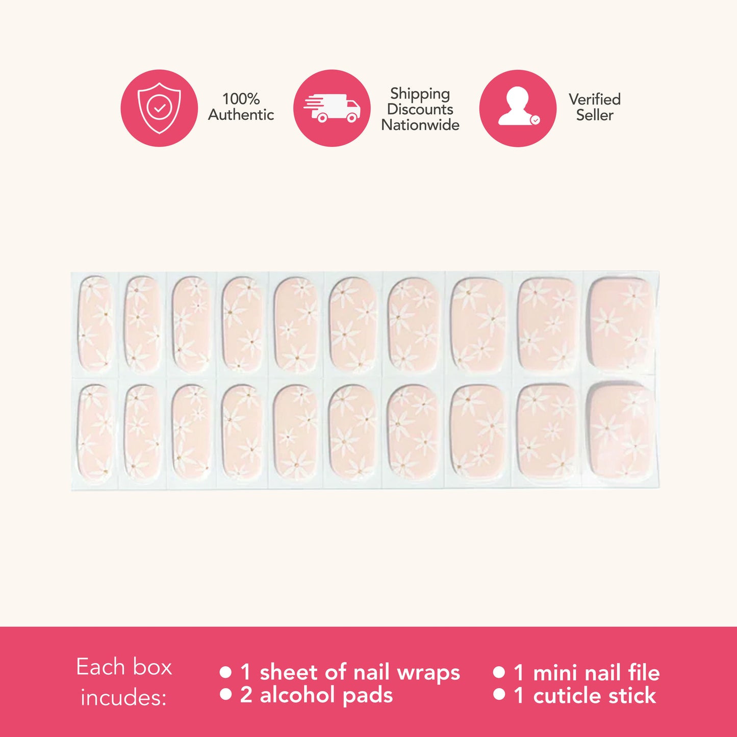 Pink Daisies (Tipsy Gels Semi-Cured Nail Wraps)