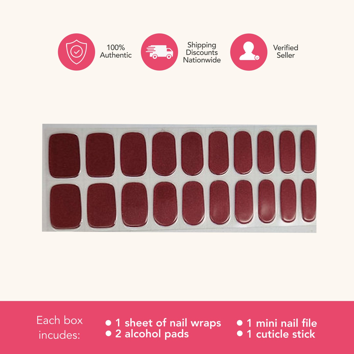 Wine (Tipsy Gels Semi-Cured Nail Wraps)
