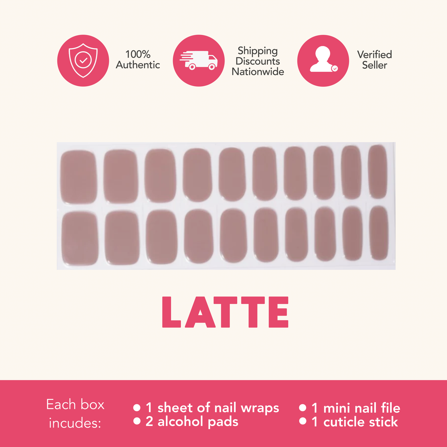 Latte (Tipsy Gels Semi-Cured Nail Wraps)