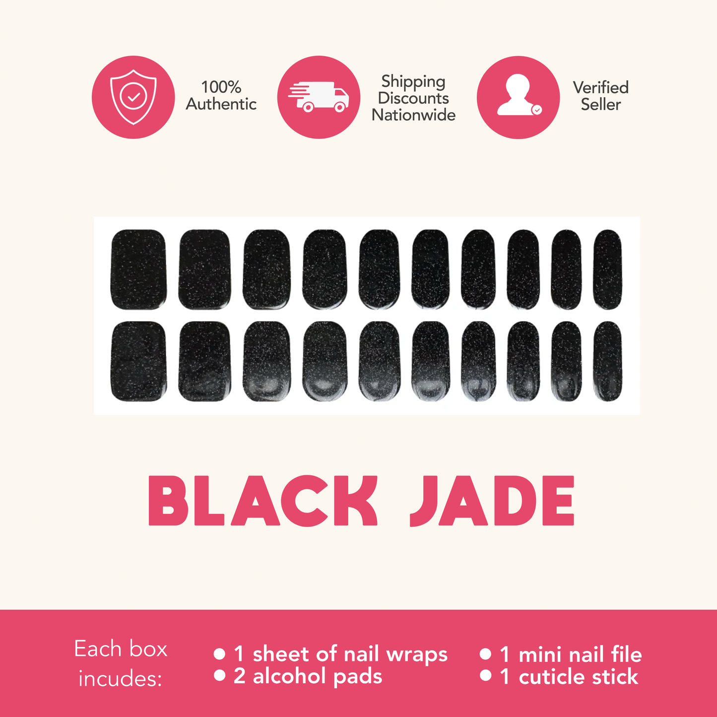 Black Jade (Tipsy Gels Semi-Cured Nail Wraps)