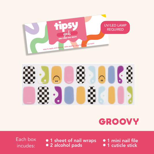 Groovy (Tipsy Gels Semi-Cured Nail Wraps)