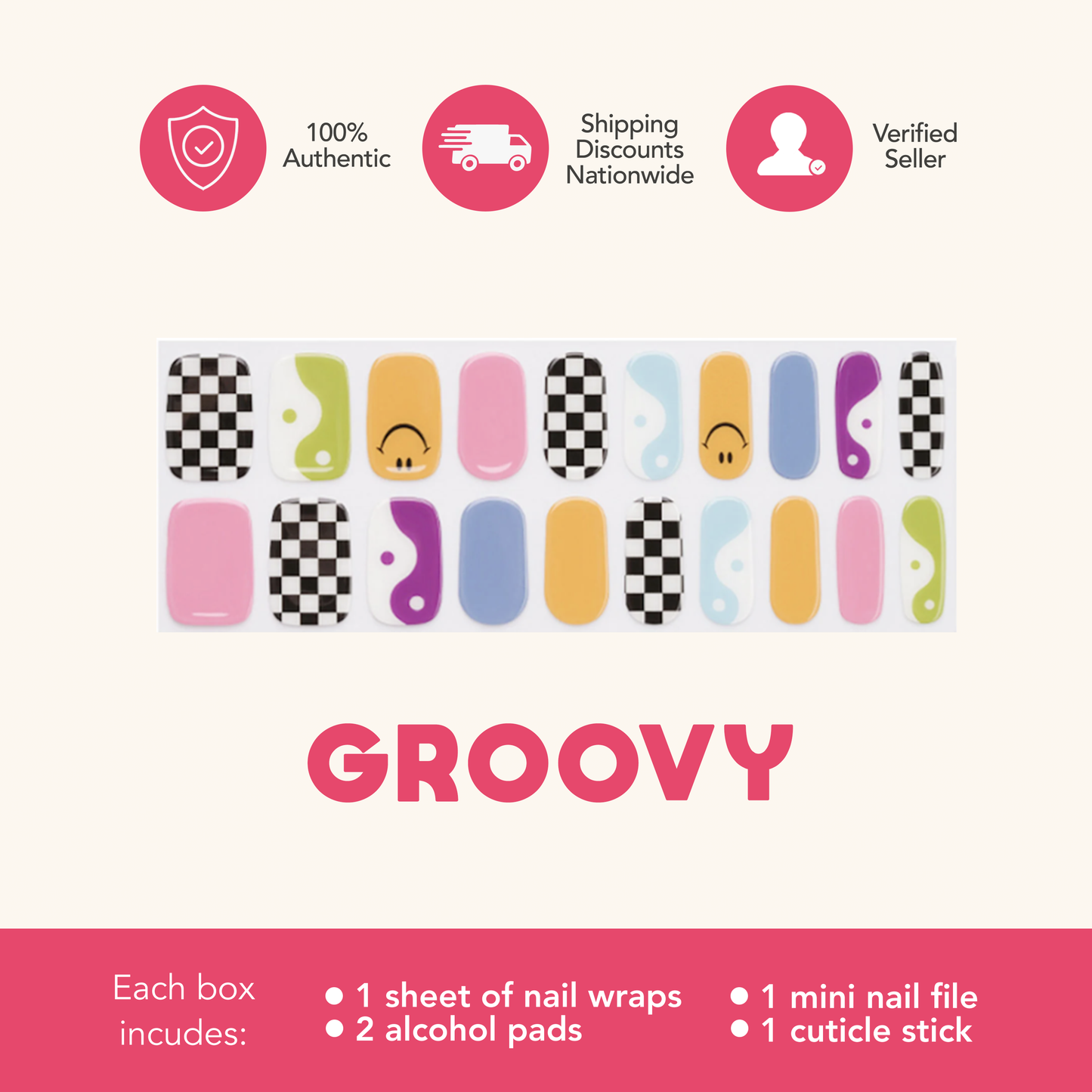 Groovy (Tipsy Gels Semi-Cured Nail Wraps)
