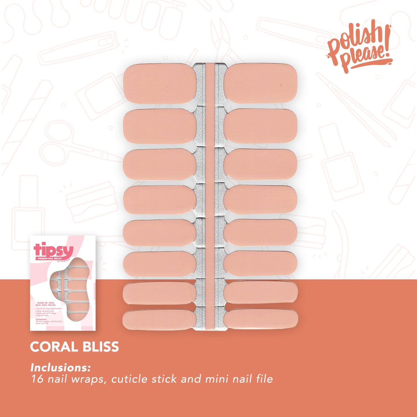 TIPSY NAIL WRAPS by Polish Please - Coral Bliss