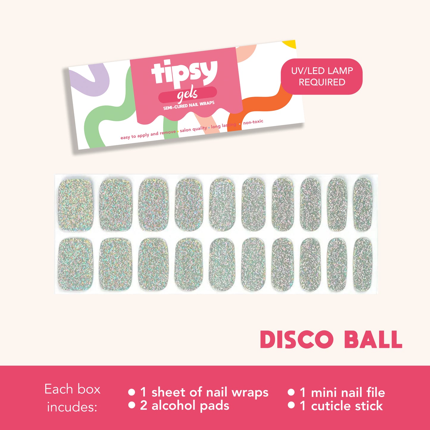 Disco Ball (Tipsy Gels Semi-Cured Nail Wraps)