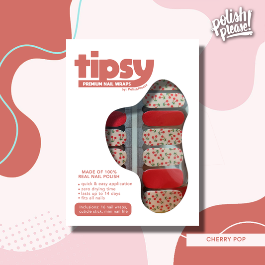 TIPSY NAIL WRAPS by Polish Please - Cherry Pop