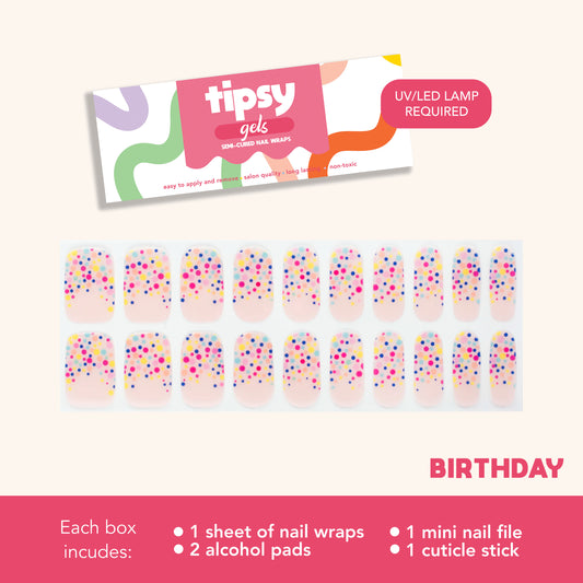 Birthday (Tipsy Gels Semi-Cured Nail Wraps)