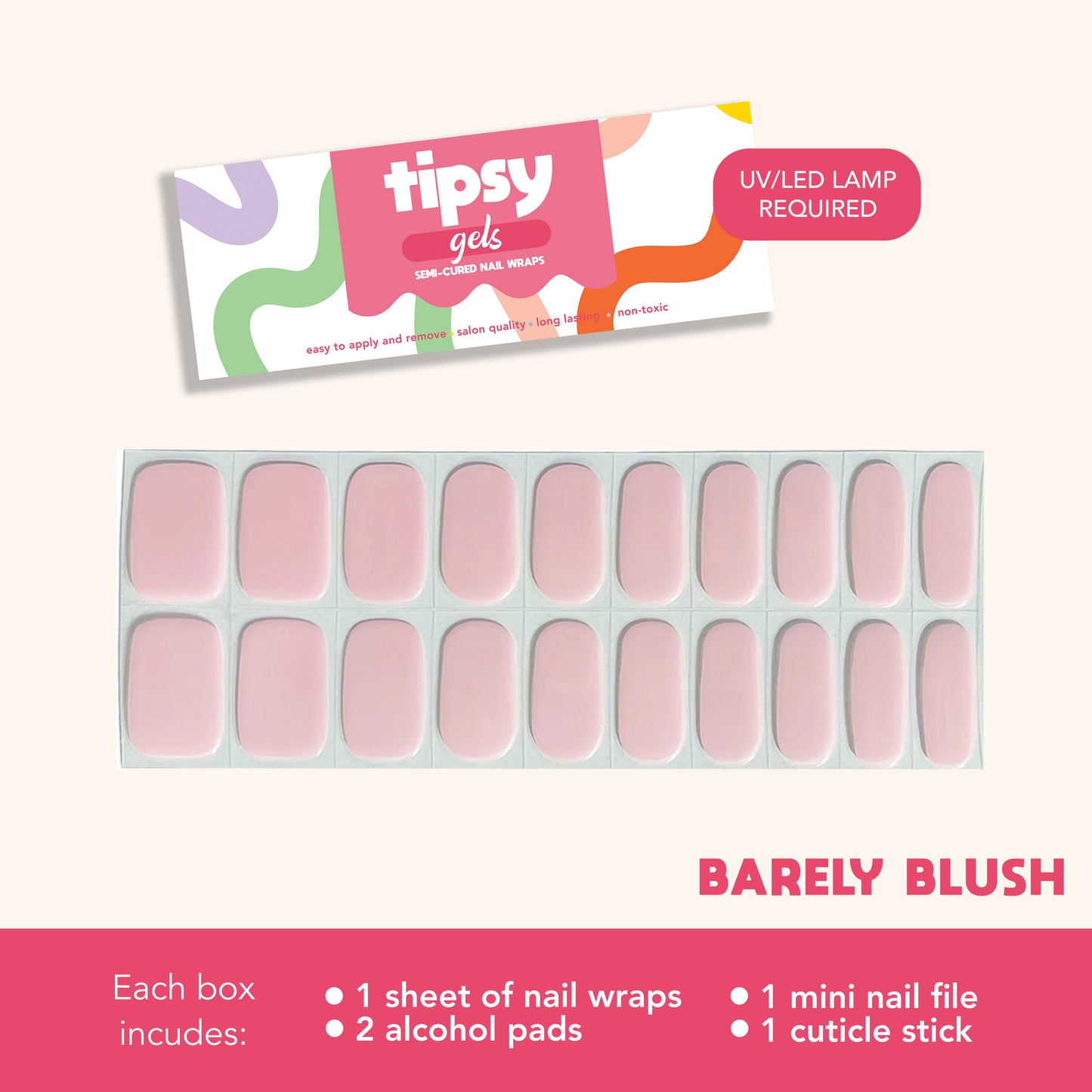 Barely Blush (Tipsy Gels Semi-Cured Nail Wraps)