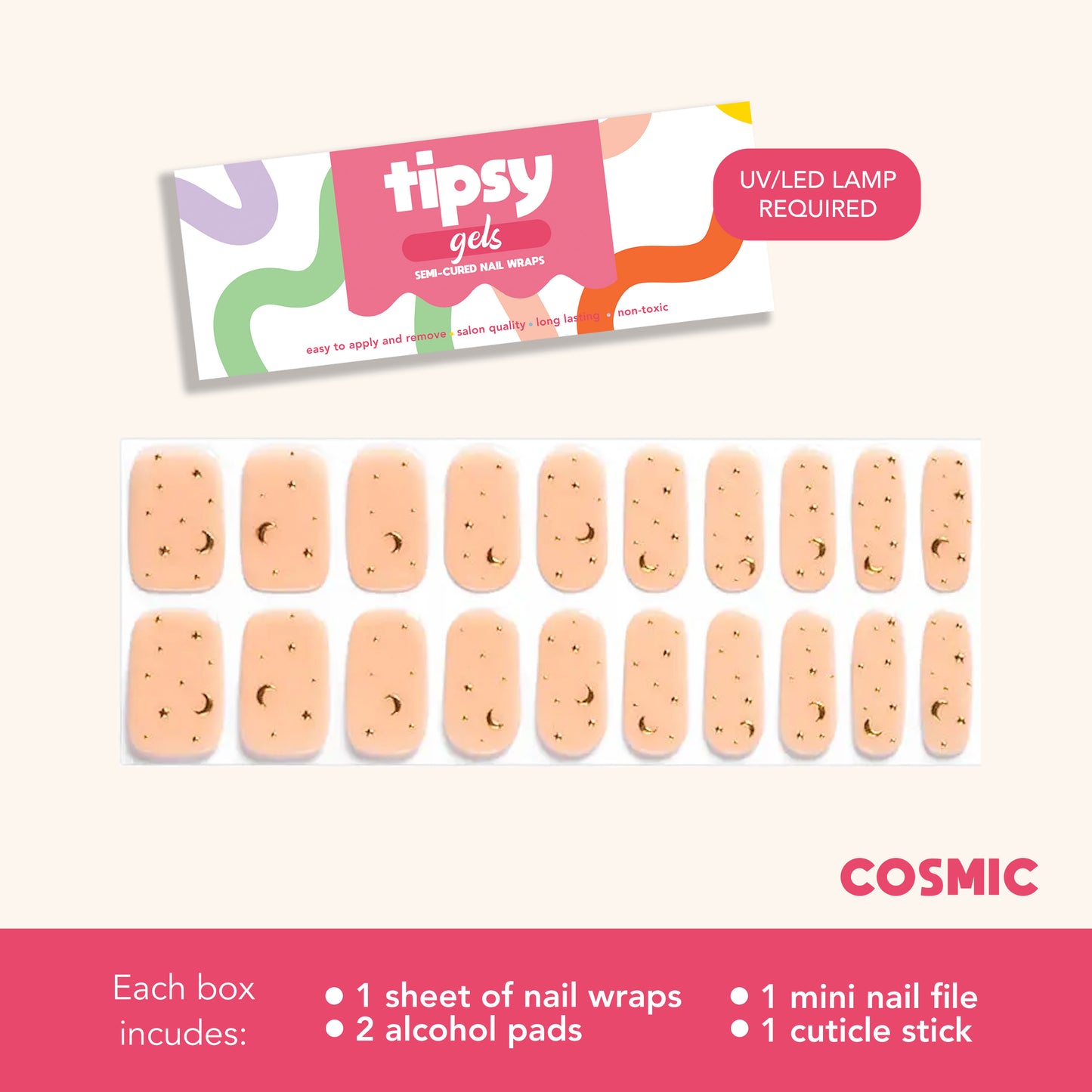 Cosmic (Tipsy Gels Semi-Cured Nail Wraps)