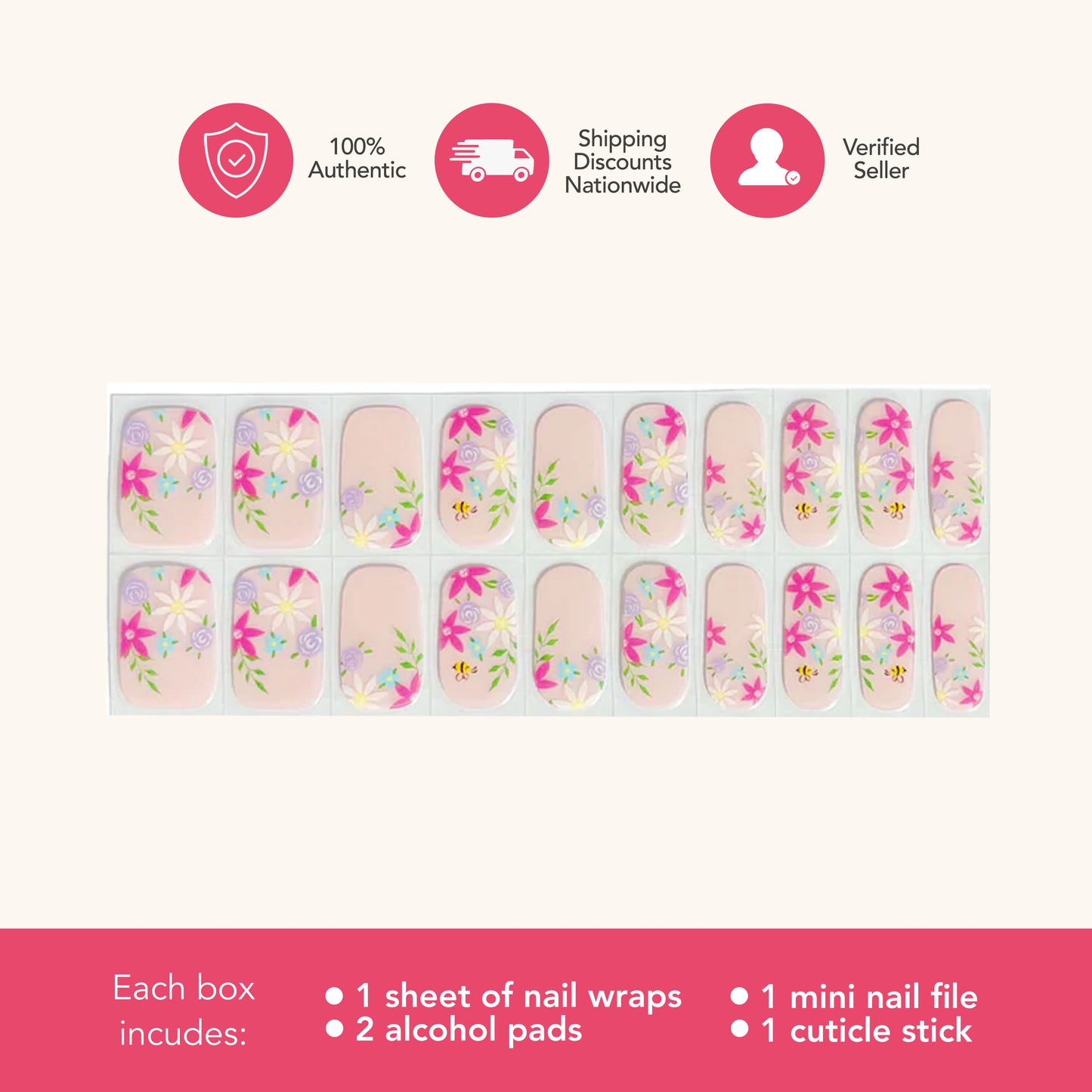 Flowerista (Tipsy Gels Semi-Cured Nail Wraps)