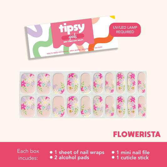Flowerista (Tipsy Gels Semi-Cured Nail Wraps)