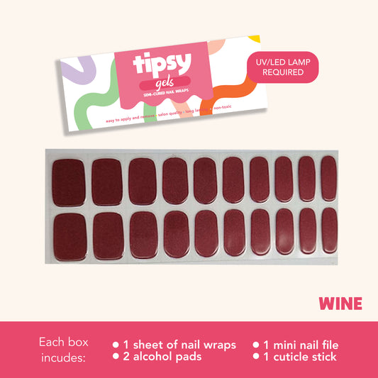 Wine (Tipsy Gels Semi-Cured Nail Wraps)