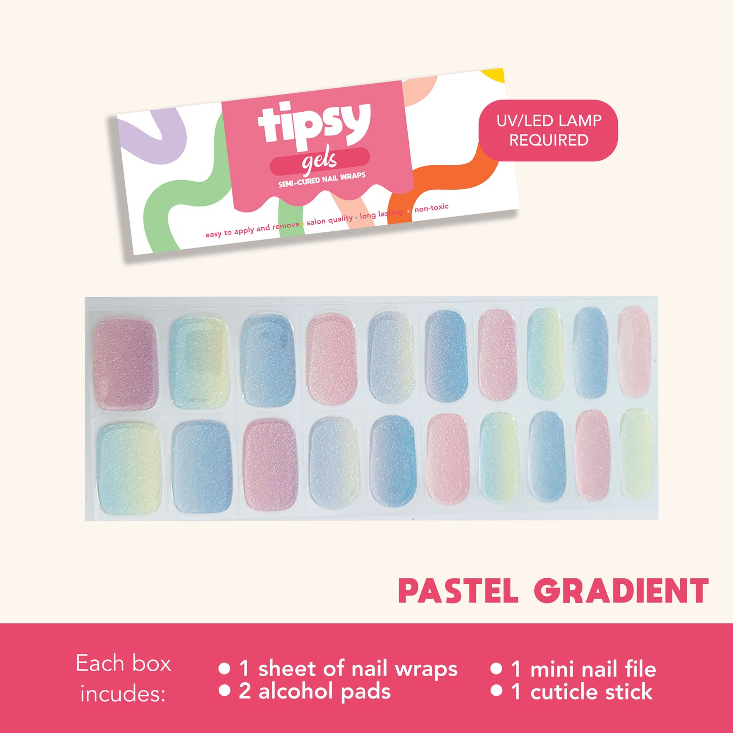 Pastel Gradient (Tipsy Gels Semi-Cured Nail Wraps)