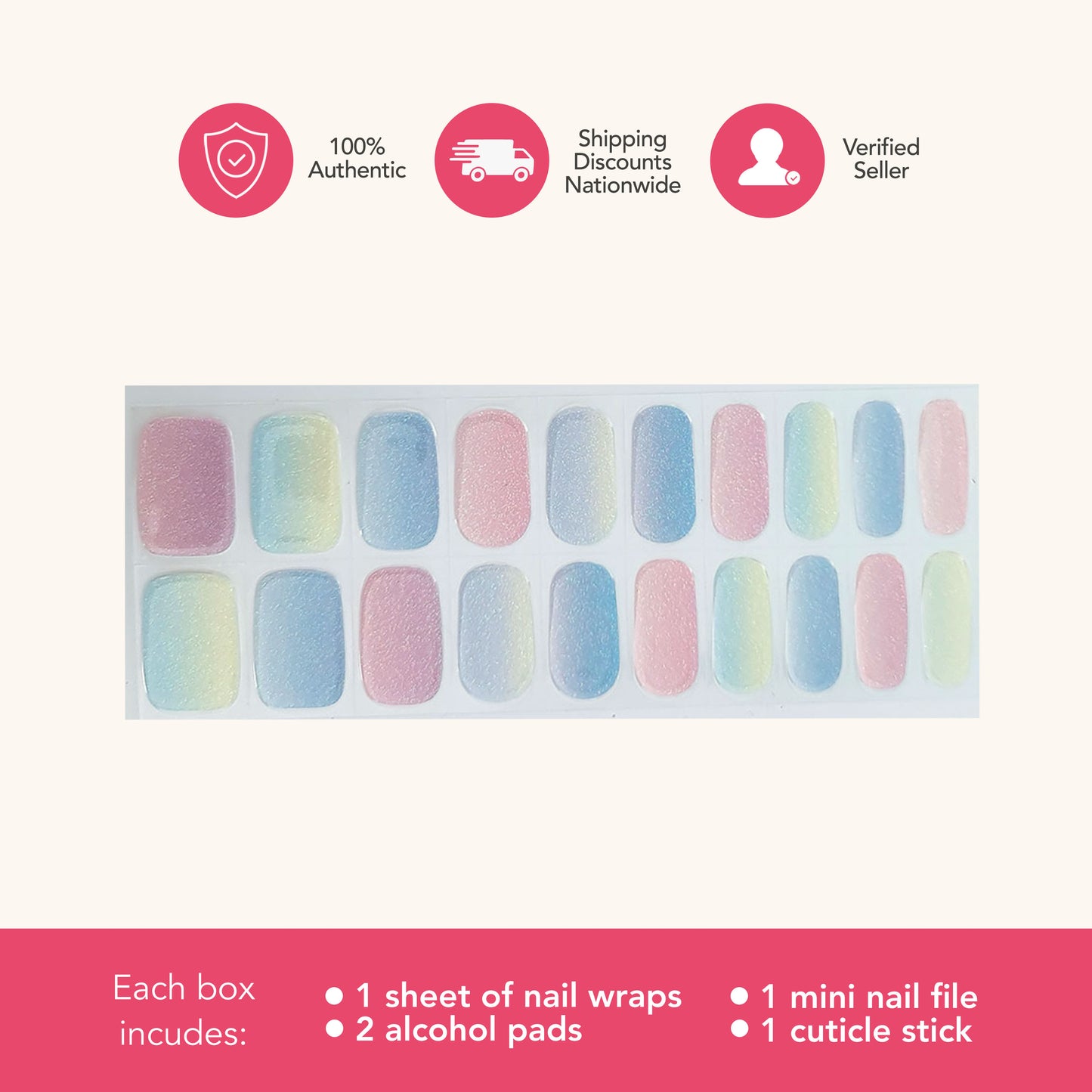 Pastel Gradient (Tipsy Gels Semi-Cured Nail Wraps)