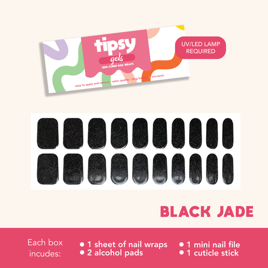 Black Jade (Tipsy Gels Semi-Cured Nail Wraps)