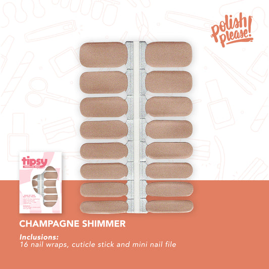 TIPSY NAIL WRAPS by Polish Please - Champagne Shimmer