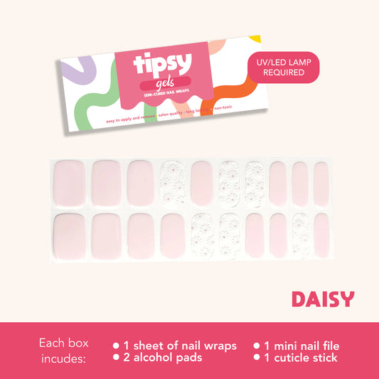 Daisy (Tipsy Gels Semi-Cured Nail Wraps)