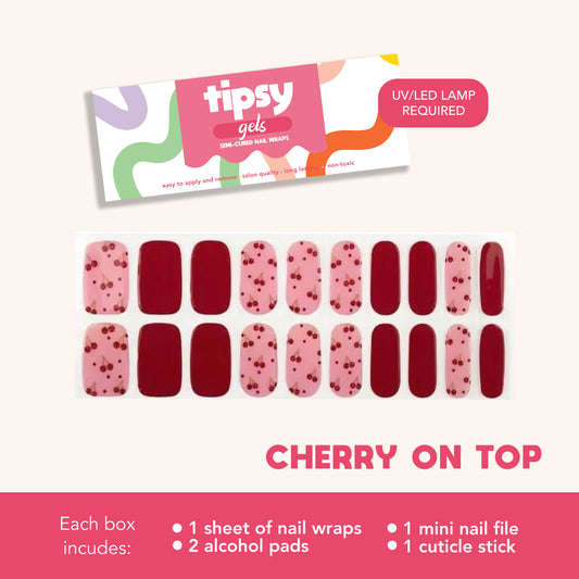 Cherry On Top (Tipsy Gels Semi-Cured Nail Wraps)