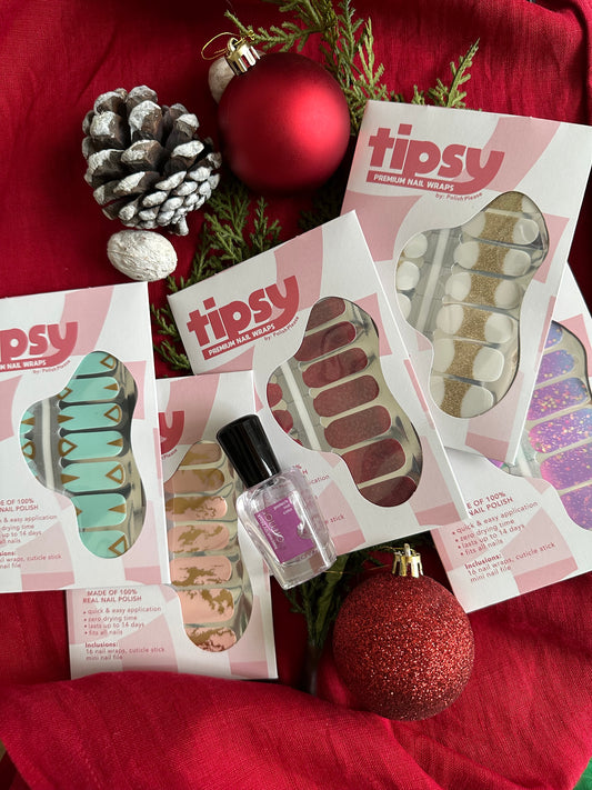 Wrap & Shine Holiday Pack (5 Tipsy Nail Wraps + Zoya Armor Top Coat)